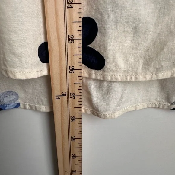 MARIMEKKO Women’s Blue Flowered Linen Oversized Short Sleeve Button Blouse Sz XL - Picture 4 of 4